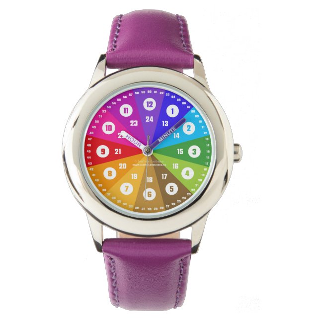 Regenbogen Lernuhr Armbanduhr 12 Stunden Anzeige Horloge (Voorkant)