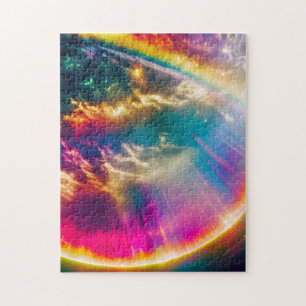 Regenbogen Licht Schijnen Door Wolken In Sterrenhe Legpuzzel