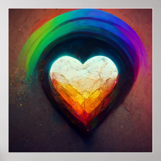 Regenbogen mit Herz Poster (Voorkant)