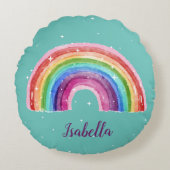 Regenbogen mit Sternchen | personalisierbares  Rond Kussen (Voorkant)