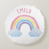 Regenbogen mit Wolken | personalisierbares  Rond Kussen (Voorkant)