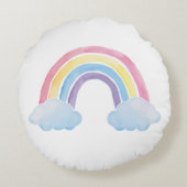 Regenbogen mit Wolken | personalisierbares  Rond Kussen (Achterkant)