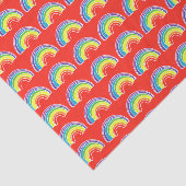 Regenbogen op rood tissuepapier (Detail)