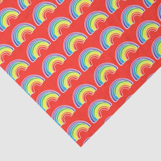 Regenbogen op rood tissuepapier (Detail)