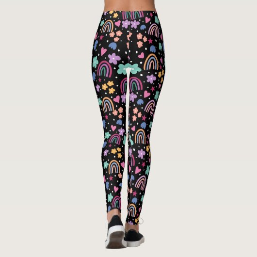 Regenbogen op zwart leggings (Achterkant)