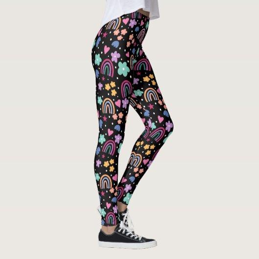 Regenbogen op zwart leggings (Rechts)