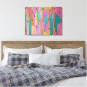 Regenbogen & Regendruppels Kleurrijke Abstracte Ca Canvas Afdruk (Insitu (Slaapkamer))