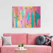 Regenbogen & Regendruppels Kleurrijke Abstracte Ca Canvas Afdruk (Insitu (Woonkamer))