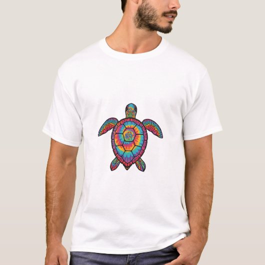 Regenbogen-Schildkröte Im Batik-Look T-shirt (Voorkant)