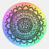 Regenbogen Seestern Mandala Ronde Sticker (Voorkant)