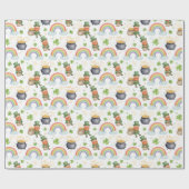 Regenbogen Shamrocks Leprechauns St. Patrick's Day Cadeaupapier (Vlak)