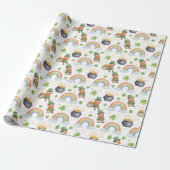 Regenbogen Shamrocks Leprechauns St. Patrick's Day Cadeaupapier (Uitgerold)