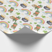 Regenbogen Shamrocks Leprechauns St. Patrick's Day Cadeaupapier (Hoek)