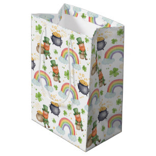 Regenbogen Shamrocks Leprechauns St. Patrick's Day Medium Cadeauzakje