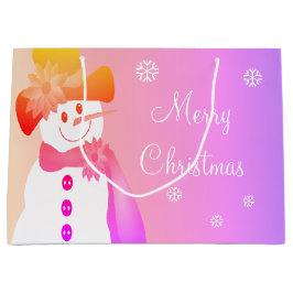 Regenbogen sneeuwman en sneeuwvlokken groot cadeauzakje