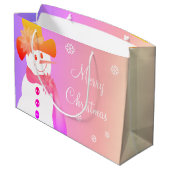 Regenbogen sneeuwman en sneeuwvlokken groot cadeauzakje (Achterkant Gekanteld)