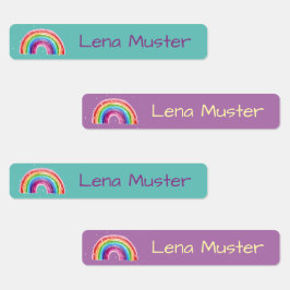 Regenbogen Sterne - 96 schmale Kinder Etiketten Labels