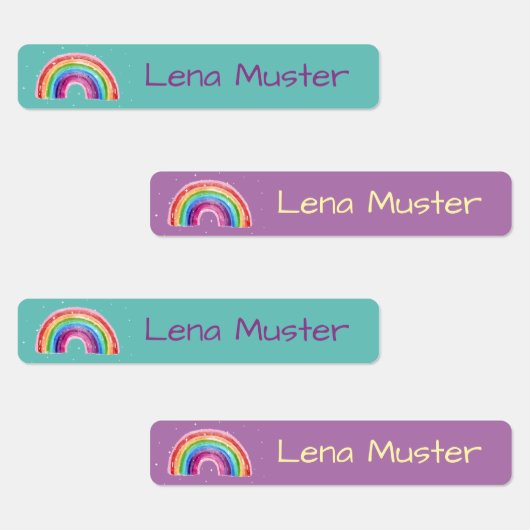 Regenbogen Sterne - 96 schmale Kinder Etiketten Labels (Groep)