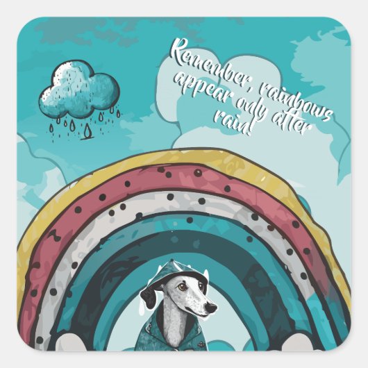 Regenbogen verschijnen alleen na regen vierkante sticker (Voorkant)