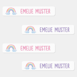 Regenbogen weiß - 96 schmale Kinder Etiketten Labels