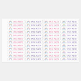 Regenbogen weiß - 96 schmale Kinder Etiketten Labels