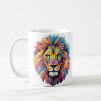 Regenbogen Wolf Aquarell Portrait Koffiemok