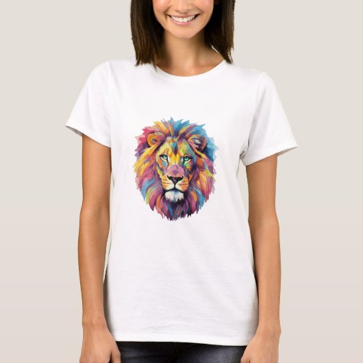 Regenbogen Wolf Aquarell Portrait T-shirt (Voorkant)