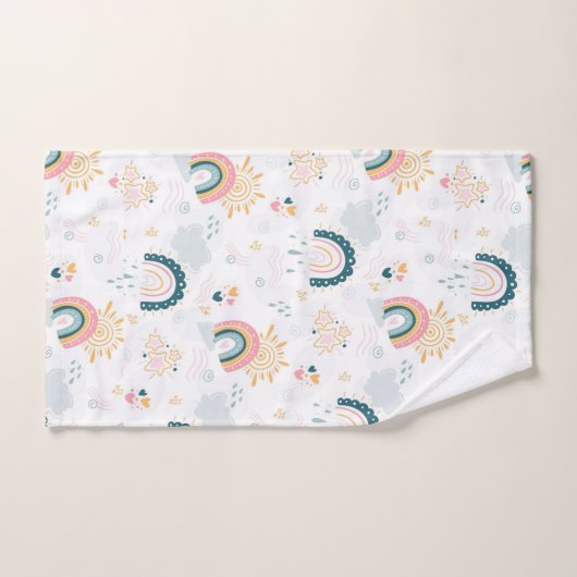 Regenbogen, zonneschijn, wolken en harten bad handdoek (Handdoek)