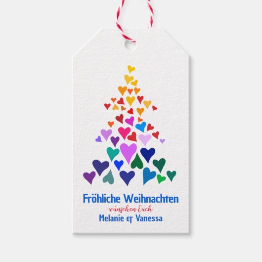 Regenbogenfarben Weihnachtsbaum  Cadeaulabel (Voorkant)