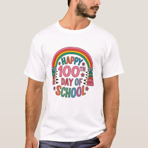 Regenboog 100 dagen school Gelukkige 100ste dag va T-shirt
