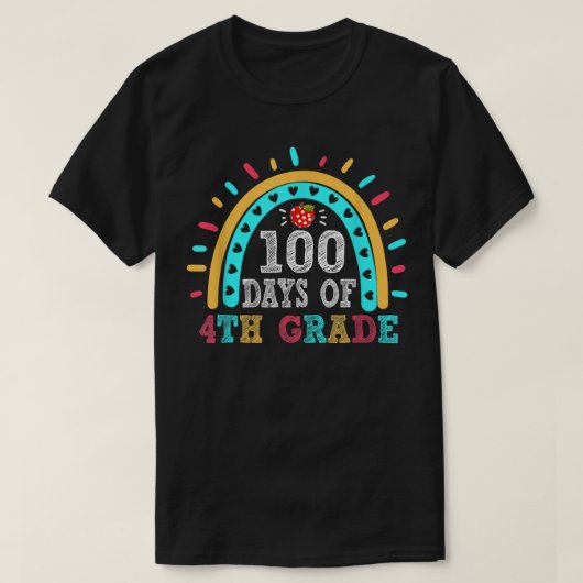Regenboog 100 dagen slimmere 4e graad leraar 100e  t-shirt (Design voorkant)