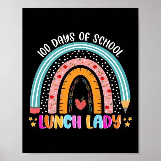 Regenboog 100 Dagen van School Lunch Lady Lover 10 Poster (Voorkant)