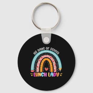 Regenboog 100 Dagen van School Lunch Lady Lover 10 Sleutelhanger