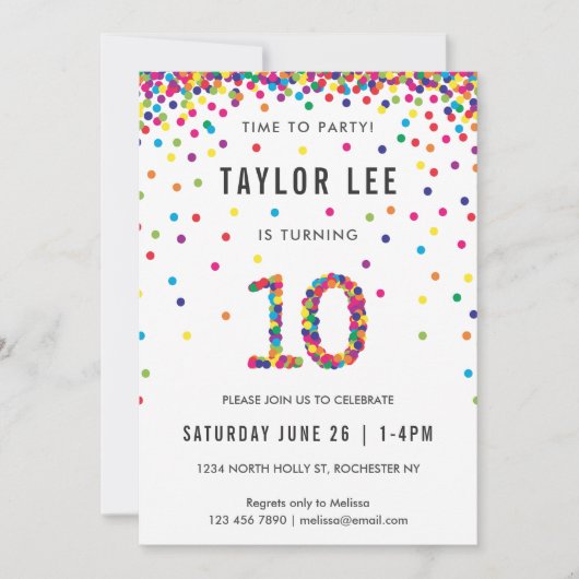 Regenboog 10 jaar oude verjaardag, 10e verjaardag kaart (Voorkant)