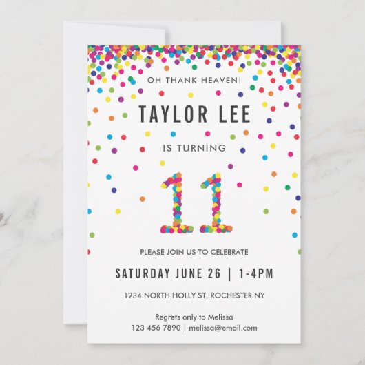 Regenboog 11 jaar oude verjaardag, 11e verjaardag kaart (Voorkant)