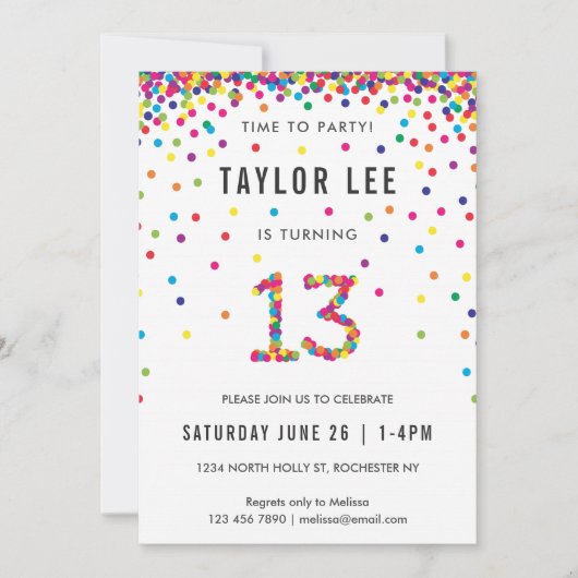 Regenboog 13 jaar oude verjaardag, 13e verjaardag kaart (Voorkant)