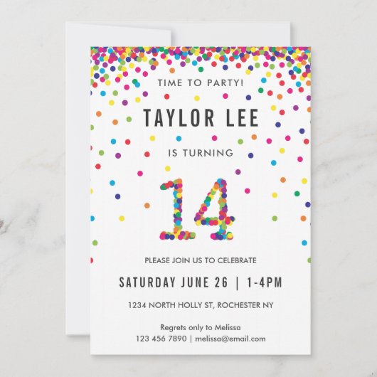 Regenboog 14 jaar oude verjaardag, 14e verjaardag kaart (Voorkant)