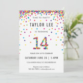 Regenboog 14 jaar oude verjaardag, 14e verjaardag kaart (Staand voorkant)