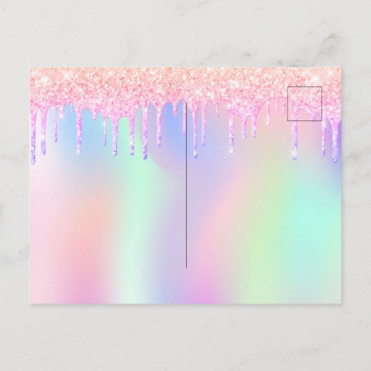 Regenboog 18e verjaardag glitter roze glazen uitno briefkaart (Achterkant)