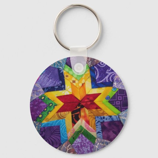 regenboog 1 gevouwen ster sleutelhanger (Voorkant)