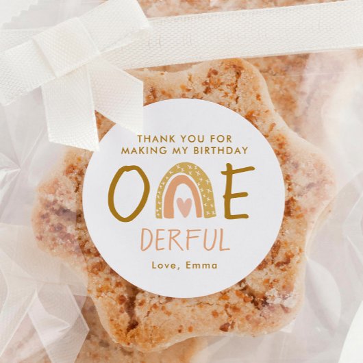 Regenboog 1e verjaardag meisje bedankt ronde sticker