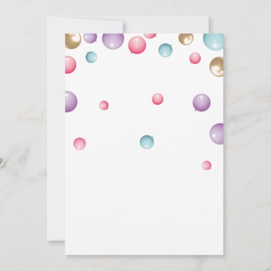 Regenboog 1e verjaardagsfeestje, roze ballon meisj kaart (Achterkant)