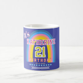 Regenboog 21 Verjaardag Blauw Koffiemok