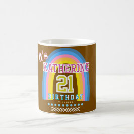 Regenboog 21 Verjaardag Bruin Koffiemok