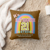 Regenboog 21 Verjaardag Bruin Kussen (Deken)