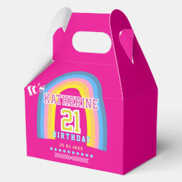 Regenboog 21e verjaardag Hot Pink Bedankdoosjes