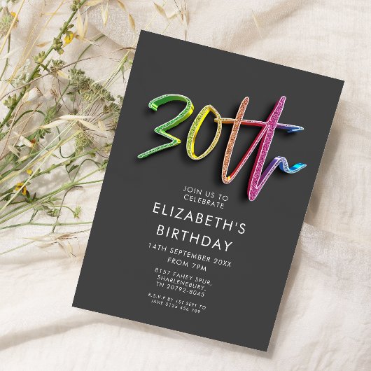 Regenboog 30e verjaardag kaart