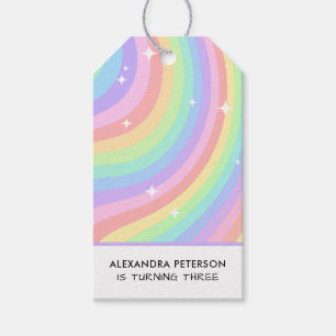 Regenboog 3e Verjaardag Kleurrijke Derde Cadeaulabel