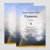 Regenboog 3e verjaardagsfeest uitnodigingskaart kaart (Voorkant / Achterkant)