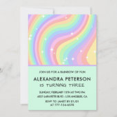 Regenboog 3e verjaardagsuitnodigingen Pastel  Kaart (Voorkant)